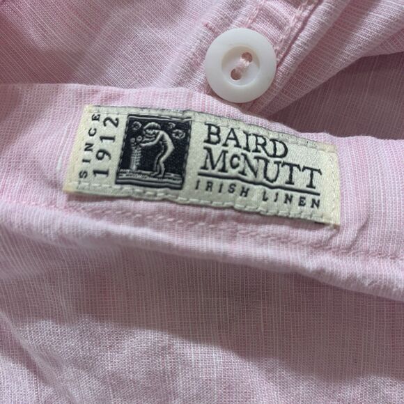 J. Crew Slim Size Large Men's Pink White Baird Mcnutt Irish Linen Blend Shirt - Picture 4 of 8
